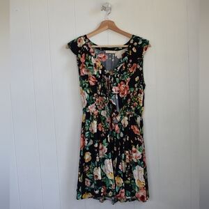 ☆ MISS lOVE Navy Floral Tie-Front Dress